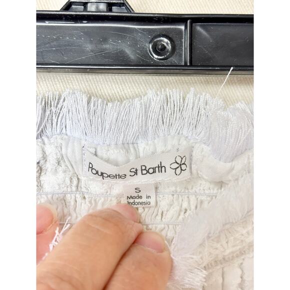 Poupette St Barth Claire Eyelet Bandeau Mini Dress Optic White Women's Size S - Picture 5 of 6